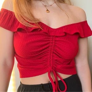 Guess Tie Off The Shoulder Cropped Top